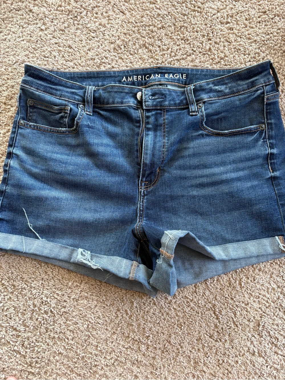 American Eagle Outfitters Medium Blue Denim Roll Cuff Jean Shorts